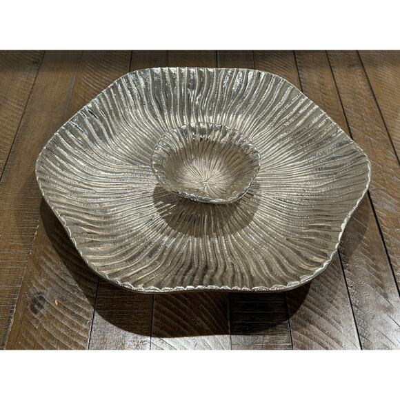 LENOX American by Design Organics Reef Aluminum Chip and Dip Bowl Set Silver - Picture 4 of 13